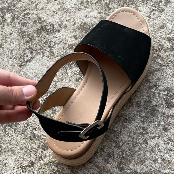 Soda Women's Topic Espadrille Platform Sandals Open Toe Ankle Strap Black Size 9 - Picture 3 of 7